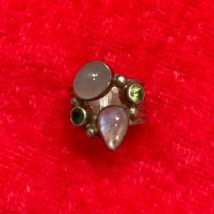 Sterling silver Sajen ring. Polished  & cut stones